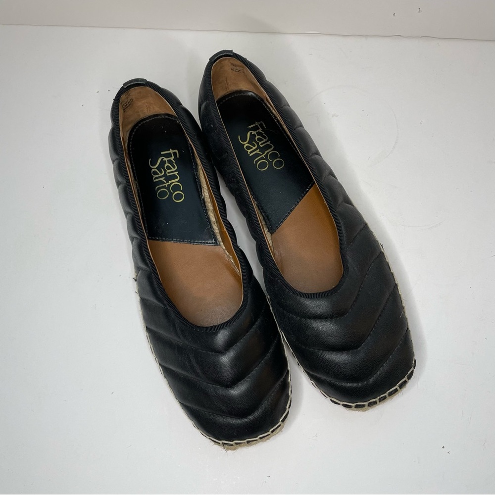FRANCO SARTO KIYA BLACK LEATHER ESPADRILLE size 6